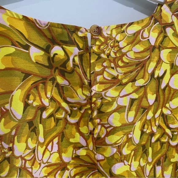 Woman’s Floral Print Midi Puff Sleeve Dress Kika Vargas Gold Size 4X - Picture 7 of 8